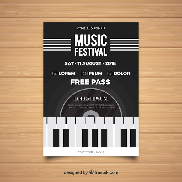 Free vector black music festival flyer