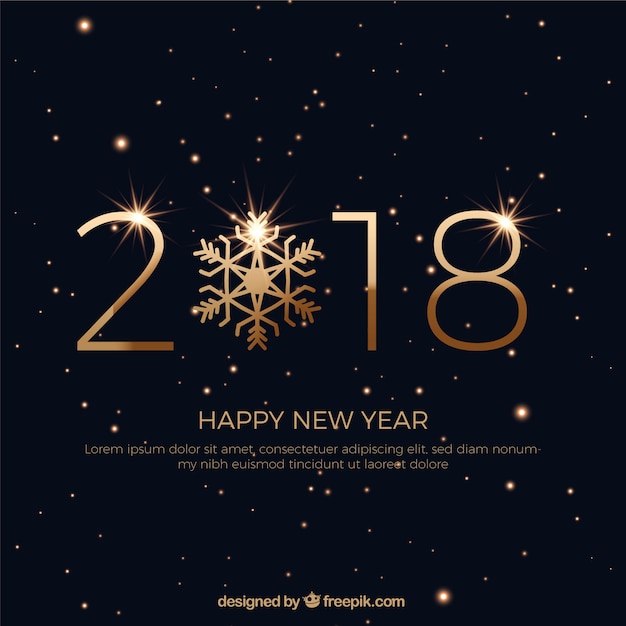 Black new year background with golden letters