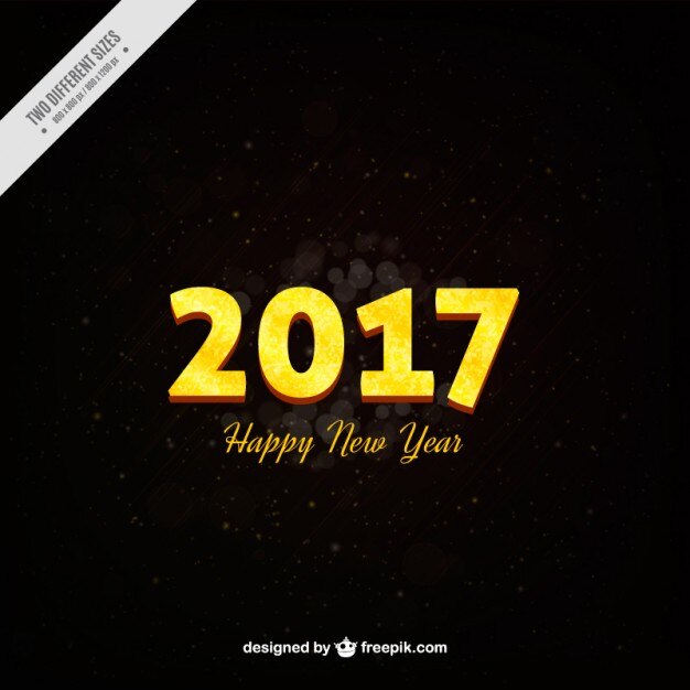 Black new year background with golden numbers