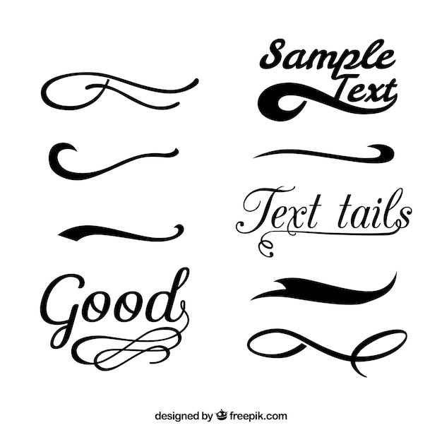 Black text swooshes isolated vector design elements set, Stock Vector,  Vector And Low Budget Royalty Free Image. Pic. ESY-056692840