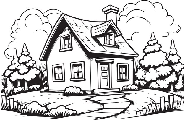 black outline coloring books rural house design