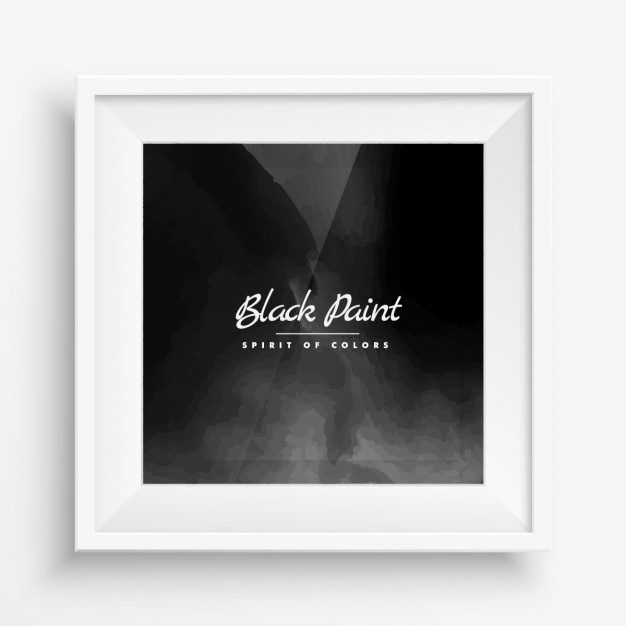 Free Vector black paint background with realistic white frame