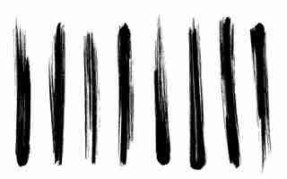 Free vector black paint stroke brush set