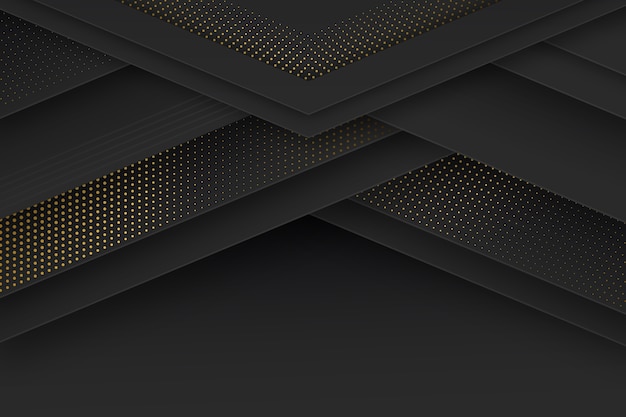 Free vector black paper cut shapes wallpaper with halftone effect