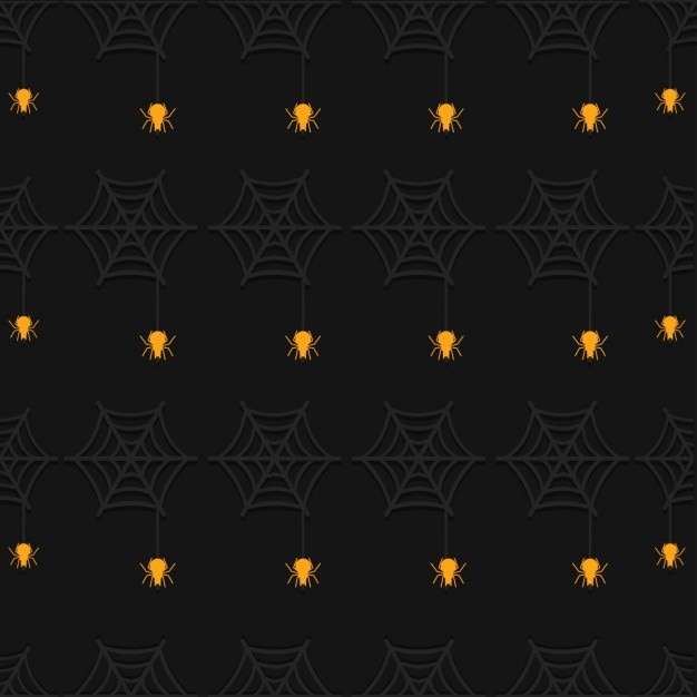 Free vector black pattern with spiders for halloween