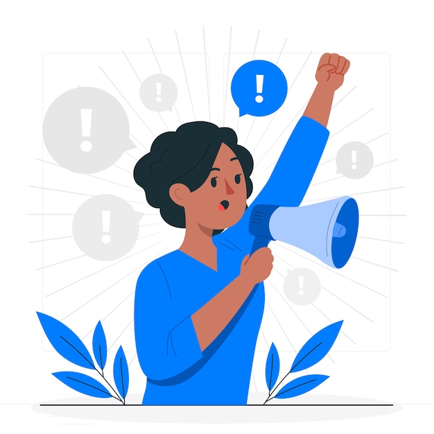 Free vector black people holding megaphone concept illustration