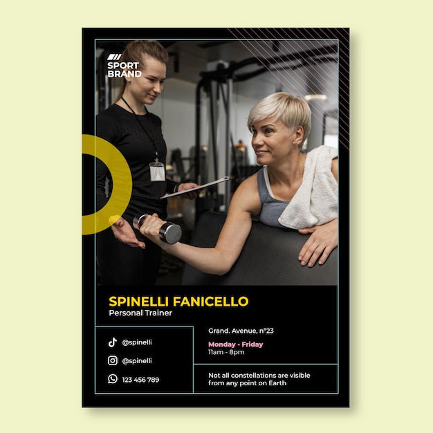 Free vector black personal trainer flyer