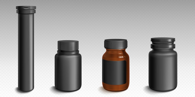 Free Vector black pharmaceutical containers