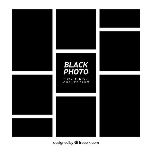 Vettore gratuito collezione di collage di foto cornice nera