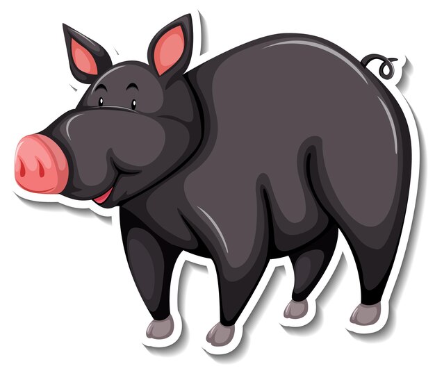 Black pig animal cartoon sticker