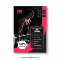 Free vector black and pink gym flyer template with image