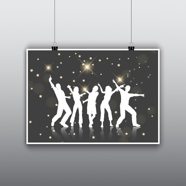 Black poster with party silhouettes