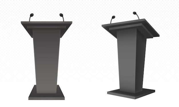 Black pulpit, podium or tribune, rostrum stand