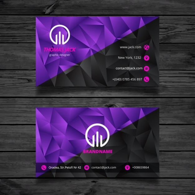 Free vector black and purple abstract business card