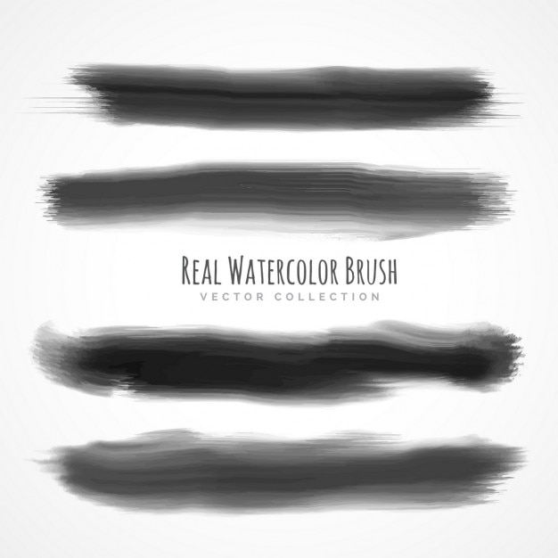 無料ベクター black real watercolor brushes set