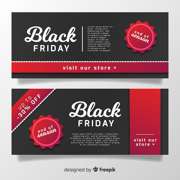 Black and red black friday sale banner set