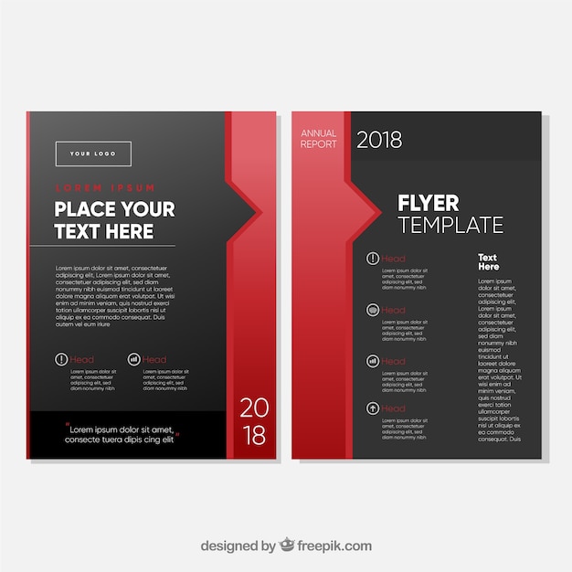 Free vector black and red business brochure template