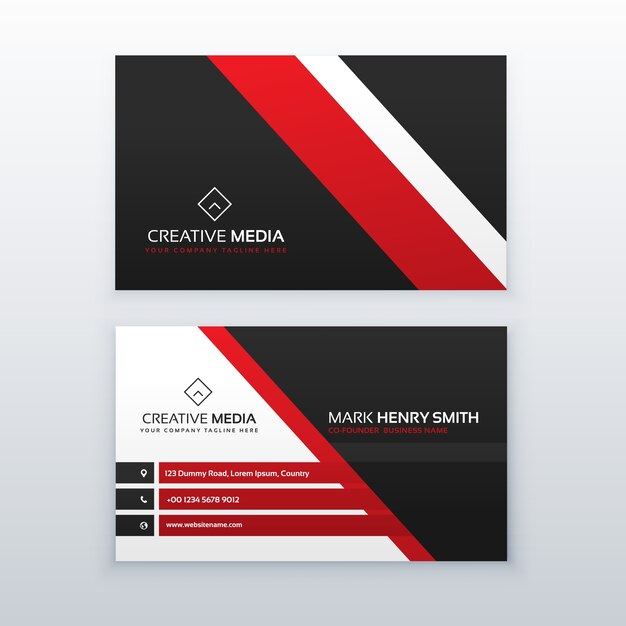 Black and red minimal business card design