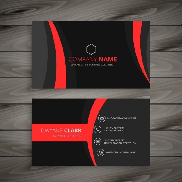 Free vector black and red modern business card