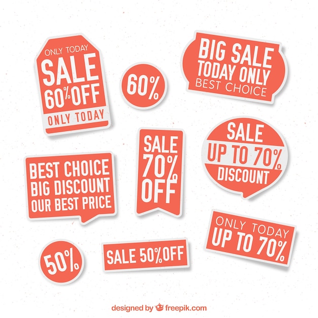 Free vector black and red price labels collection