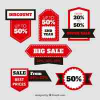 Free vector black and red sale label collection