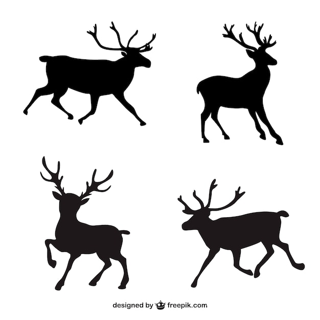 Free Vector black reindeer silhouettes