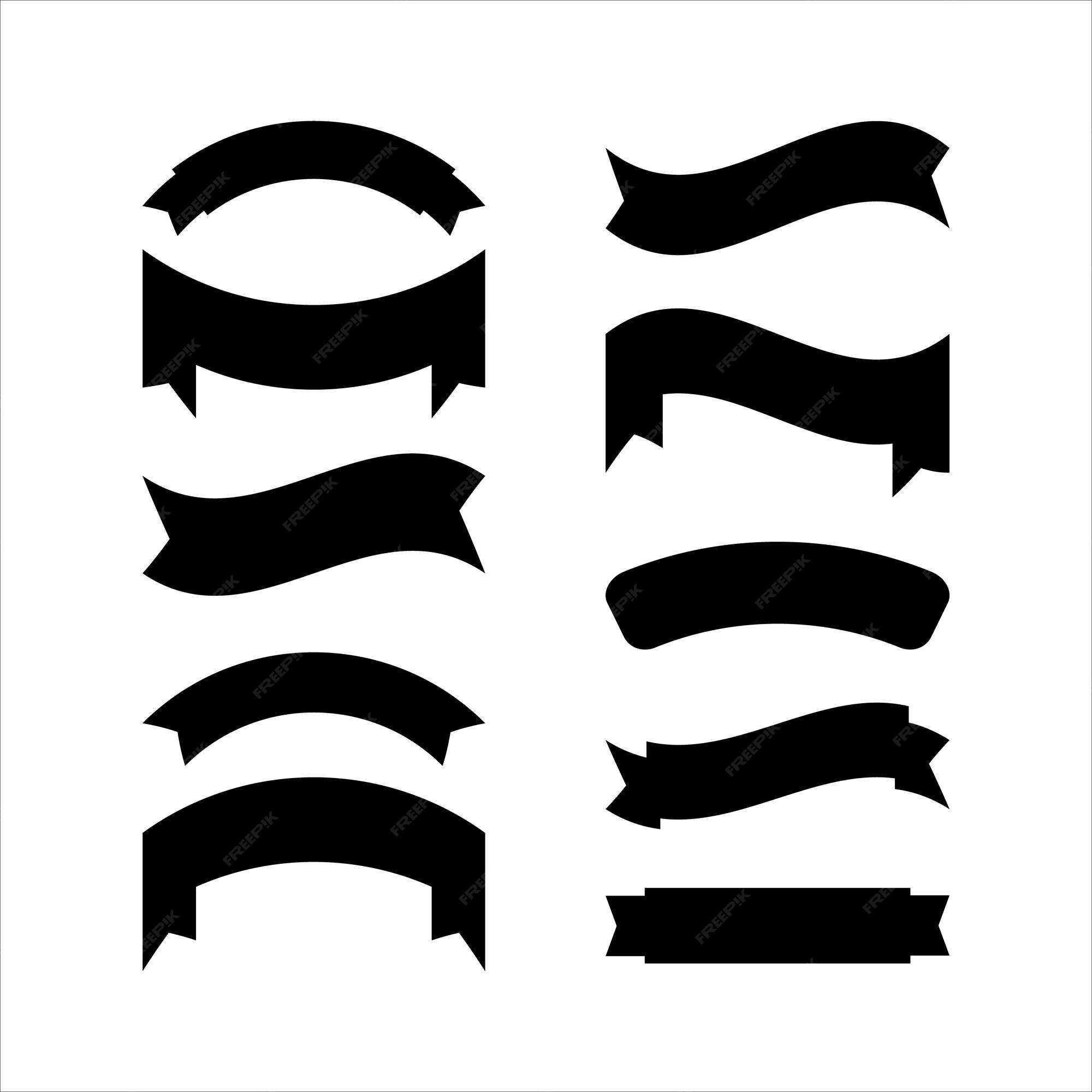 Premium Vector | Black ribbon set collection