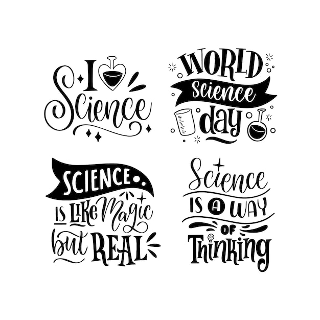 Free vector black science lettering set