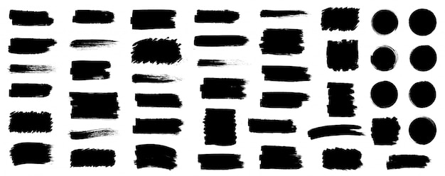 Black set paint, ink brush, brush strokes, brushes, lines, frames, box, grungy. grungy brushes collection. brush stroke paint boxes on white background