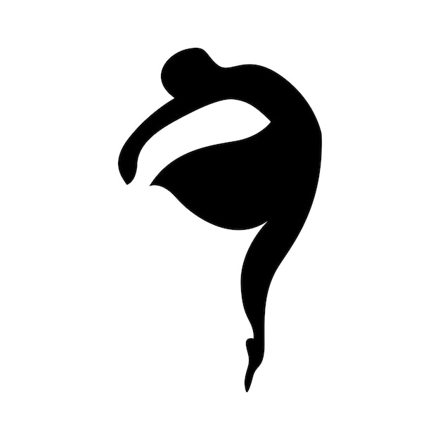 黒いシルエットのバレエ ダンサーのアイコンのロゴ