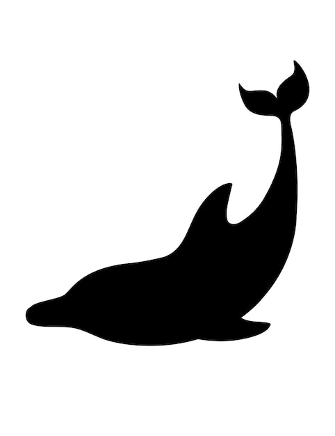 黒のシルエットイルカ漫画海の動物のデザインフラットベクトルイラスト プレミアムベクター
