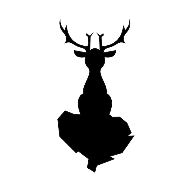Free Vector black silhouette logo of a sitting deer