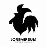 Free vector black silhouette rooster logo design template