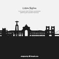 Free vector black skyline of lisbon