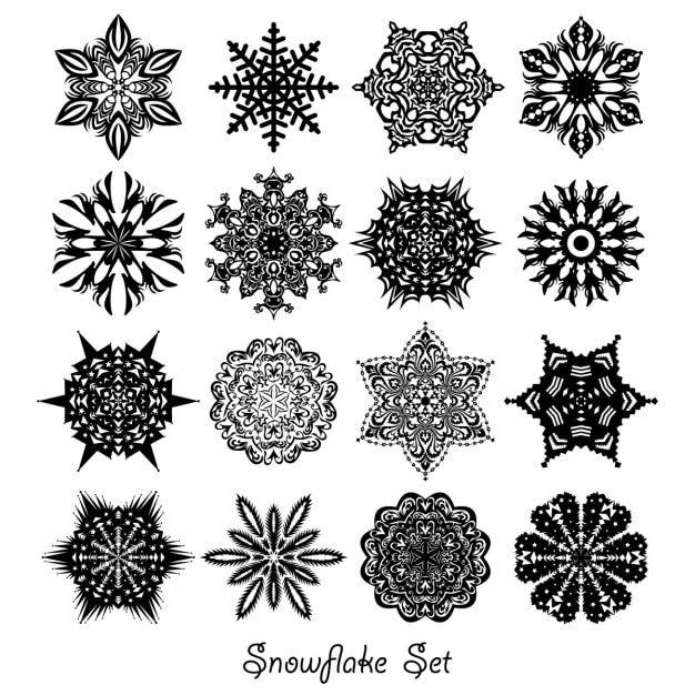 Free vector black snowflakes on white background