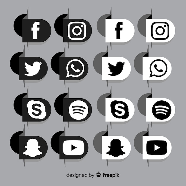 Free vector black social media logo pack