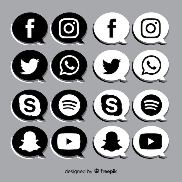 Black social media logo pack