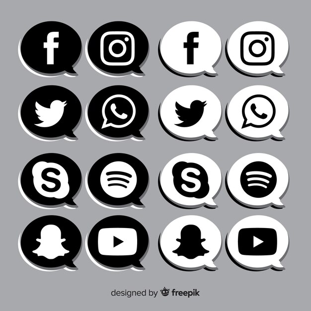 Black social media logo pack