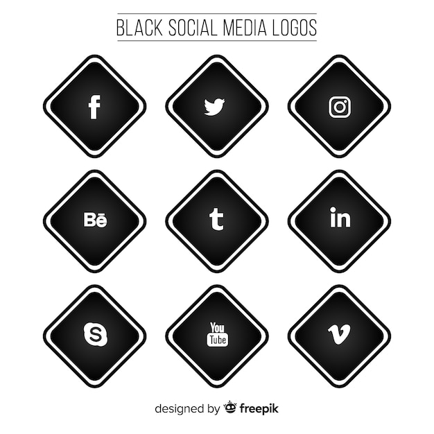 Black social media logo pack