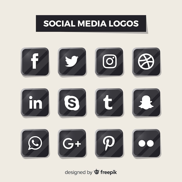 Black social media logos