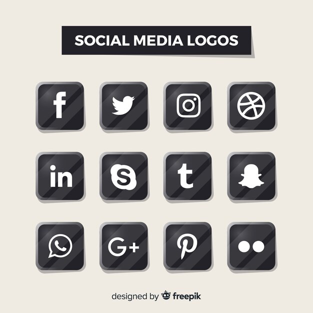 Черные логотипы в социальных сетях