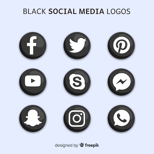 Black social media logos