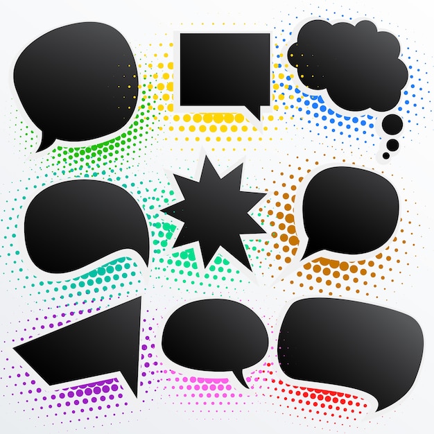 Free vector black speech bubbles