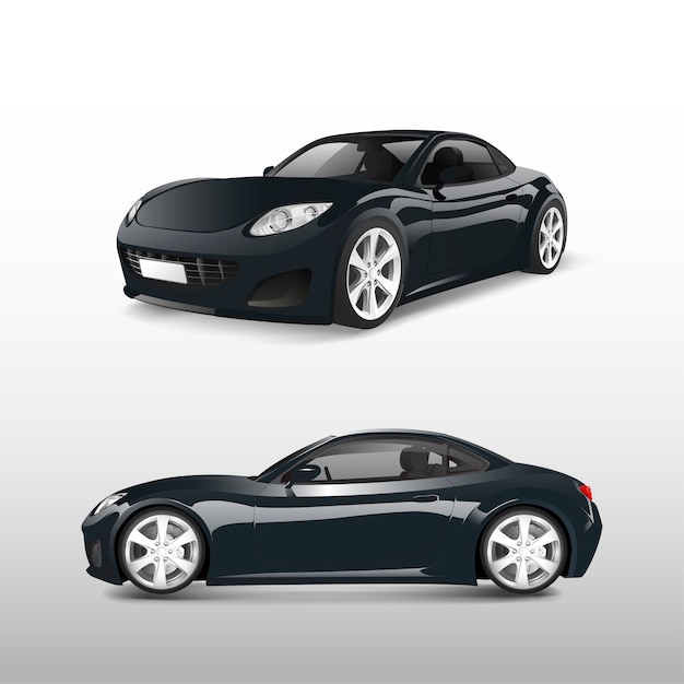 Free vector black sports car isolated on white vector
