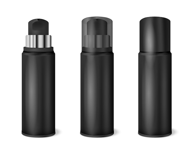 Free vector black spray cans realistic set