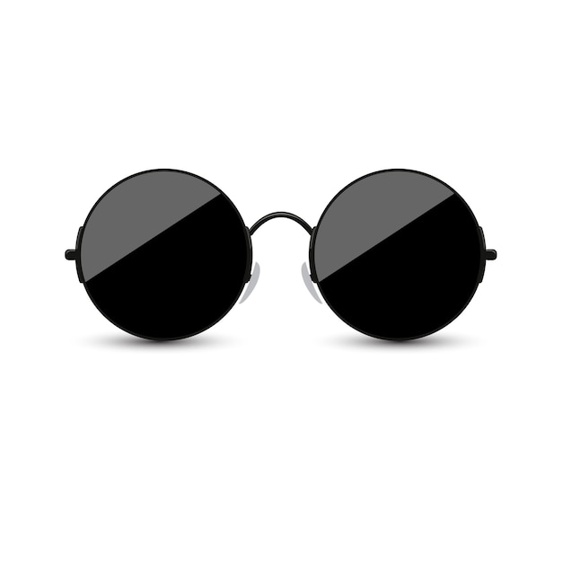白い背景に濃い色のガラスと黒のサングラス。 Premiumベクター