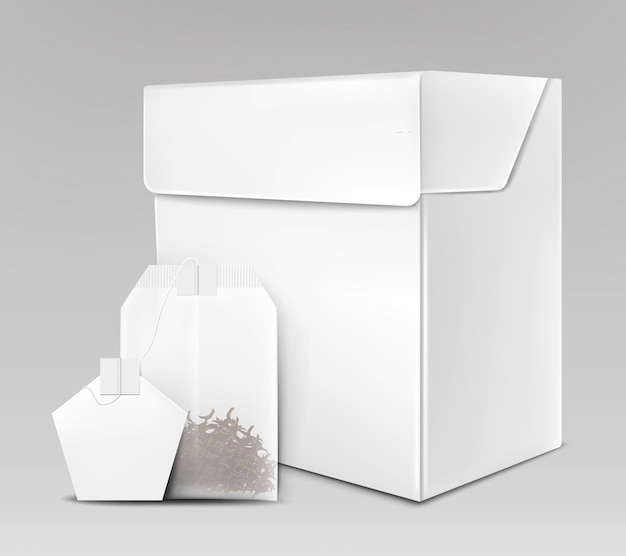 Free vector black tea packaging 3d realistic