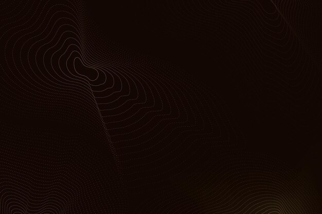 Black technology background vector with brown futuristic waves