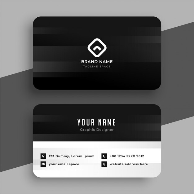 Black theme and white business card design template