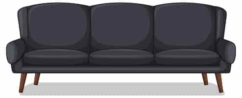 Free vector black three-seater sofa isolated on white background